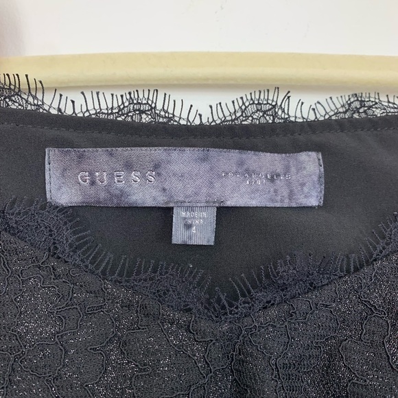 Guess Off The Shoulder Fitted Black Lace Mini Dress Size 4 - Picture 2 of 10